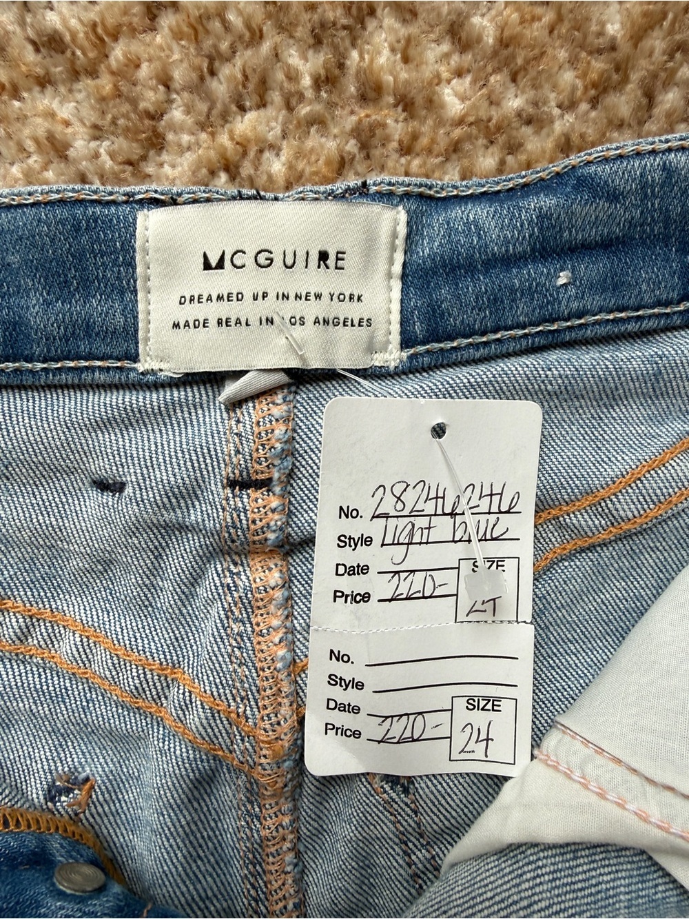 Mcguire Denim Distressed Mini Skirt in Light Blue retail $220 - Picture 2 of 6